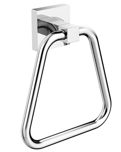 Image of WZKALY Towel Ring, SUS304 Stainless Steel Hand Towel Holder for Bathrooms and Kitchen, Modern Trapezoid Towel Hanger with 180° Silent Swivel, Wall Mounted Towel Rack with Concealed Screws (Chrome)