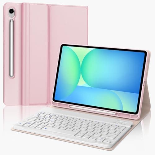 Image of IVEOPPE Keyboard Case for Samsung Galaxy Tab S10FE/S9FE 10.9'', Case Keyboard for Samsung Tab S9, Cover with Magnetically Detachable Keypad for Galaxy S9 Tablet 11 Inch, Pink