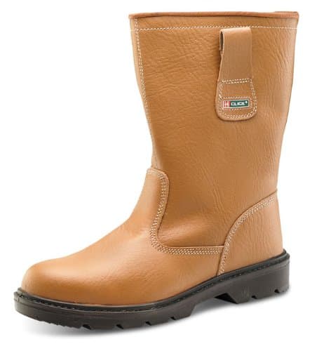 Image of B-Click Footwear Fur Lined Rigger Safety Boots Size 7 Tan