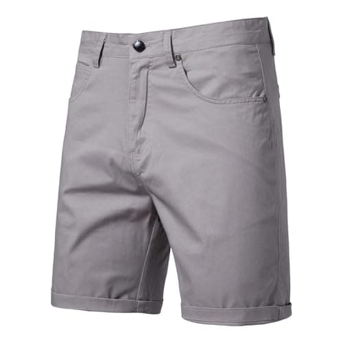 Image of RLEHJN Chino Shorts Men Stretch, Mens Smart Shorts Slim Fit Cotton Half Pants Casual Summer Pleated Front Short Bottoms with Pockets for Beach, Golf, Walking & Outdoors Waist Size 28-36