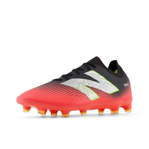 Image of New Balance Unisex-Adult Tekela Magia Low Laced Fg V4+ Soccer Shoe, Black/Energy Red/Hi-lite, 9 Wide Women/7.5 Men
