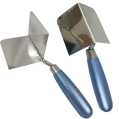 Image of 2-Piece Corner Trowel Tool Set, 80x60mm Interior and Exterior Corner Knife, DIY Stainless Steel Corner Trowel, Concrete Finishing Tool, Suitable for plastering and Bricklaying Corner Finishing Work
