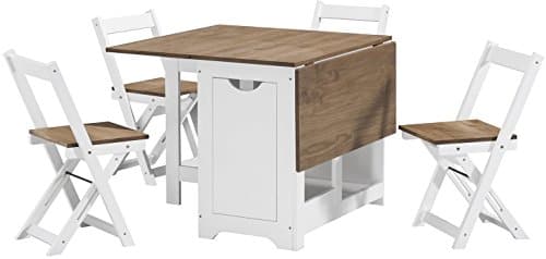 Image of Greenheart Furniture (UK & Ireland) Butterfly dining set with 4 folding chairs (Pine & White Santos) (Table & Chairs)