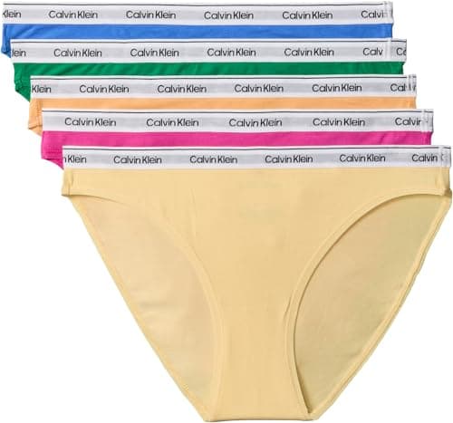 Image of Calvin Klein Women BIKINI 5PK YELLOW (MARDI GRAS GREEN/RELAY GOLD/GOLDEN) S