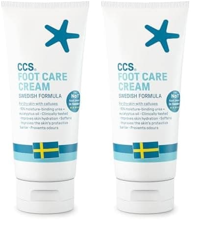 Image of CCS Professional Foot Care Cream 175 ml - Moisturise and Protect Dry and Callused Feet, Contains 10% Urea and Eucalyptus Oil, Clinically Tested, Suitable for Diabetics (Pack of 2)