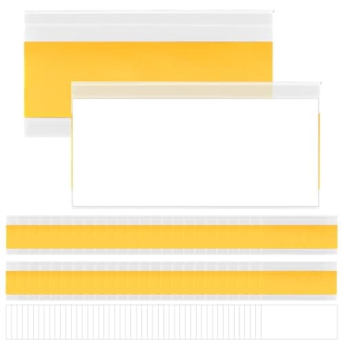Image of HLIWS 50 pcs Clear Self-Adhesive Label Holders, 6 x 3.5cm, Self-Adhesive Ticket Holder, Price Tag Holders, Label Holder, for Shop, Office, Home (with White Card Inserts)
