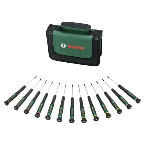 Image of Bosch Precision Screwdriver Set 13-Piece (Extra-Hard S2 Steel Screwdrivers for DIY, Modelling and Handycraft; Precise and Magnetic Tip; PH/TX/HEX/SL; Colour-Coded Size; Softgrip)