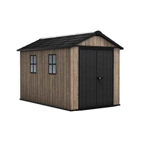 Image of Keter Signature Apex Shed 7.5x11ft – Ashwood Brown | 14.1m³ Outdoor Storage | Deep Design for Large Items | Weatherproof, Ventilated & Raised Floor | Wood-Effect Resin, Maintenance-Free