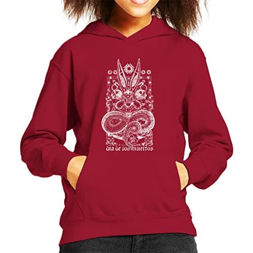 Image of All+Every Looney Tunes Halloween Bugs Bunny Dia De Muertos Kid's Hooded Sweatshirt Cherry Red