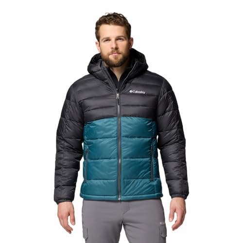 Image of Columbia Men's Buck Butte 2 Insulated Hooded Jacket, Hooded Puffer Jacket, Everblue, Shark, M