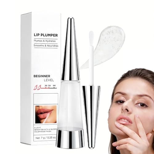 Image of Lip Plumper Gloss, Lip Plumper for Full Lips, Plumping & Hydrating Lip Gloss, Smooth Plumping Lip Gloss Serum, Clear Lip Glo/ss with Hyaluronic Acid, Instant Volumizing & Hydrating Lip Care(Beginner)
