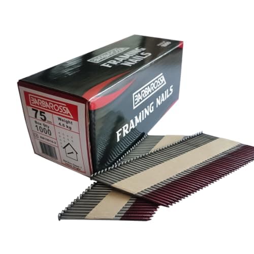 Image of Barbarossa 1st Fix (51mm - 90mm) Galvanised collated framing Nails for Cordless nailers (75mm Bright)