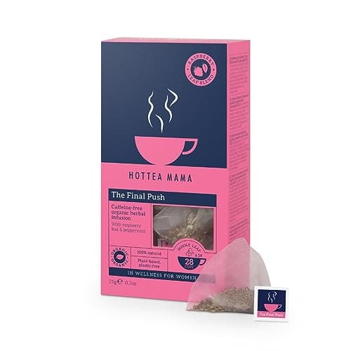 Image of HOTTEA MAMA | The Final Push | Organic Raspberry Leaf and Peppermint Pregnancy Tea Blend | Caffeine-Free | 14 Whole-Leaf Biodegradable Tea Bags (28 Cups)