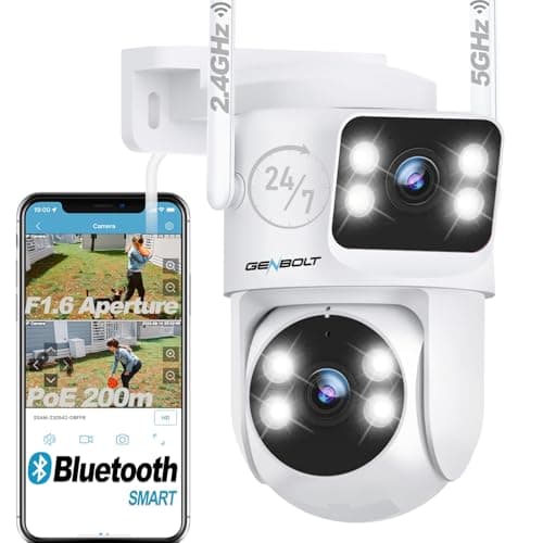 Image of GENBOLT WiFi Security Camera Outdoor Dual Lens, 2.4/5GHz PoE Camera with Dual View, CCTV IP Camera 7/24 Recording Cloud Storage Upgraded with Color Night, Auto Tracking Humanoid Detection [DC&PoE]