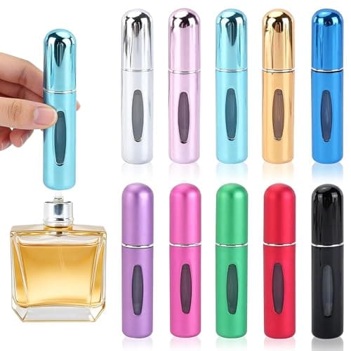 Image of LIUCONGBD 10PCS Travel Perfume Atomiser Refillable, 5ml Mini Spray Perfume Travel Bottle, Portable Empty Women Travel Essentials with Viewing Window for Purse Handbag Pocket Luggage