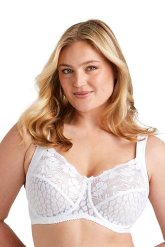 Image of Miss Mary of Sweden Jacquard & Lace Womens Underwired Bra with Side Support 36E White