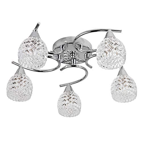 Image of Lighting Supermarket Hendon Swirl Polished Chrome/Shiny Silver Flush Ceiling 5 Light/Dining Room/Living Room/Bedroom/Light