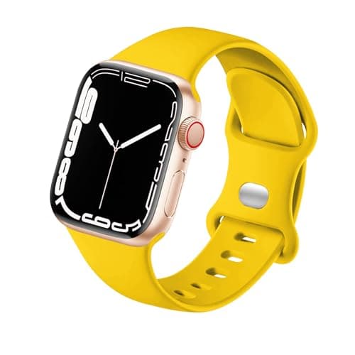 Image of HdanMole Sport Strap Compatible with Apple Watch Straps 40mm 38mm 41mm 42mm 44mm 45mm 46mm, Silicone Strap Replacement for iWatch Bands Series 11 10 9 8 7 6 5 4 SE 3 2 1 Women Men, Yellow