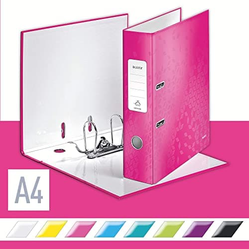 Image of Leitz 291618 Lever Arch File, Pack of 10, Metallic Pink, A4, 80mm Spine, WOW Range