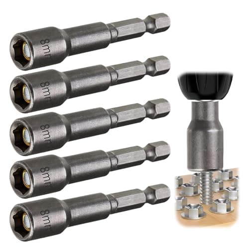 Image of 5Pcs 1/4" Hex Shank 8mm Magnetic Nut Setter Driver Drill Bit Set, Quick-Change 65mm Length Metric Socket Bits for Impact Tools Electric Screwdriver Auto Repair Woodworking Machine Maintenance