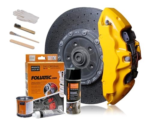 Image of Foliatec Brake Calliper Paint Set, Heat Resistant, Complete Set for 4 Brake Calipers, Performance Yellow, 7-Piece Set