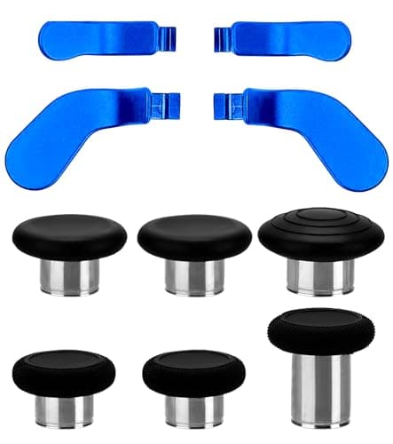 Image of Ceozon Replacement Thumb Grips Back Paddles 10 in 1 Metal Stainless Steel Trigger Locks Thumbsticks Back Buttons Repair Accessories Kit for Xbox One Elite Controller Series 2 Xbox One Elite (Blue)