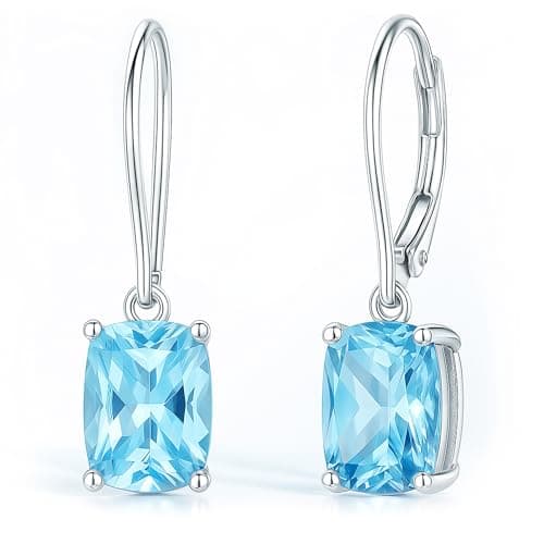 Image of LOKILOKI Genuine 925 Sterling Silver Sky Blue Topaz Drop Earrings Elegant Gemstone Wedding Engagement Jewelry For Women Gifts