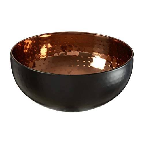 Image of Premier Housewares Mixology Hammered Bowl Ornament, Stainless Steel, Copper/Black - Medium