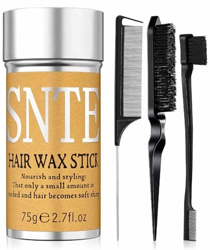 Image of Hair Wax Stick & Slick Back Hair Brush Set, Non-greasy Styling Wax Stick, Slick Back Brush for Smoothing Flyaways & Frizz, Styling Comb Set - Bun Accessories for Women, Teen Girls