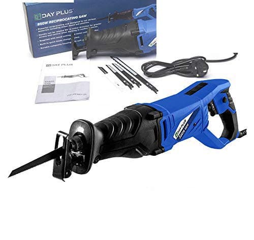 Image of Heavy Duty 850W 240V Variable Speed Reciprocating Saw 0-2800SPM Sabre Saw with Non-Slip Rotary Handle (90° Left & Right) Cutting Tool with LED Light 4 Saw Blades (Wood and Metal)