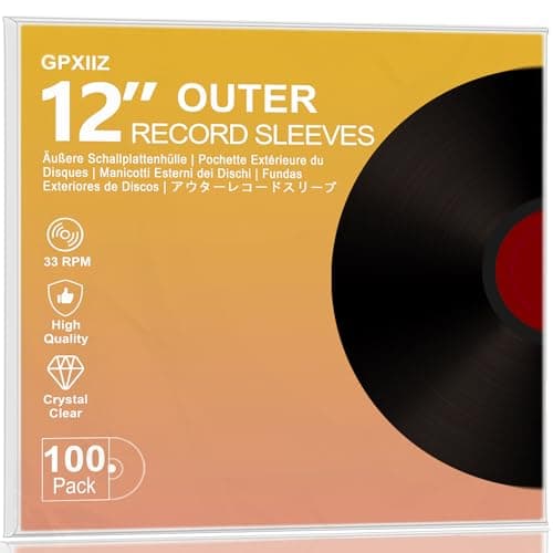 Image of GPXIIZ Vinyl Sleeves Outer 12 Inch, 100 Crystal Clear Record Sleeves, 3 Mil Thick High-Density Polypropylene Plastic Protective LP Album Covers, Fit for 12" Single Double Albums & LPs