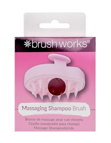 Image of Brushworks Massaging Shampoo Brush (Pink) – Scalp Exfoliator & Hair Care Tool with Soft Silicone Bristles for Removing Build-Up & Stimulating Circulation