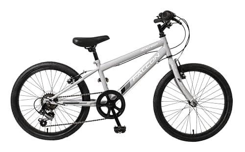 Image of Falcon Jetstream 20" Kids Rigid Bike | Junior MTB Style Girls Boys Sport Bicycle | 6 Speed, Adjustable Height | Grey | Ages 6+