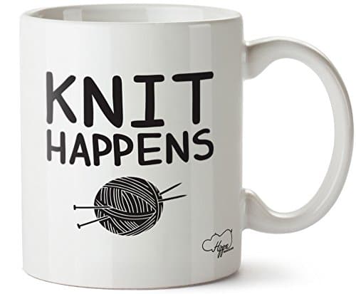 Image of Hippowarehouse Knit Happens Printed Mug Cup Ceramic 10oz