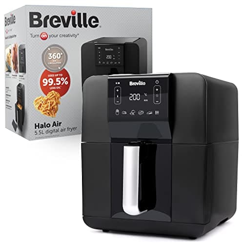 Image of Breville Halo Air Fryer | Digital Large Air Fryer Oven | 5.5 L | Fry, Bake, Roast & Grill | 1700 W | Energy Efficient | Black [VDF126]
