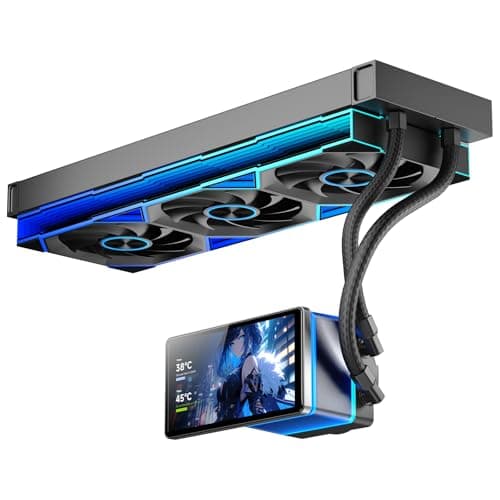 Image of TZMRIT PF360 Aio Water Cooling 360 mm with 5.5 Inch LCD Magnetic Screen Display, All-in-One ARGB Infinity Mirror 2000 RPM PWM Fan, for AM4/AM5 & Intel LGA1851/1700 (Black)