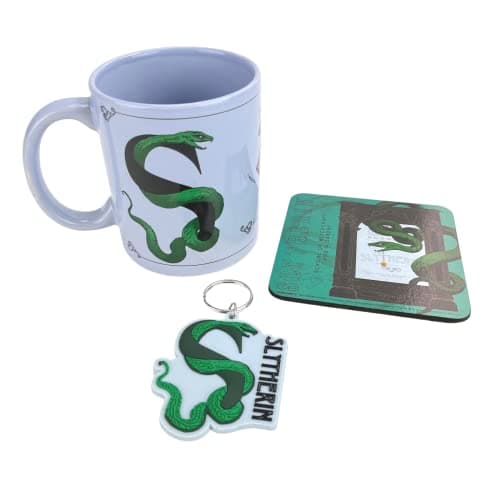 Image of Harry Potter Gift Set with Mug, Coaster and Keyring Set in Harry Potter Presentation Gift Box (ISlytherin Design) 11oz Ceramic Mug - Official Merchandise