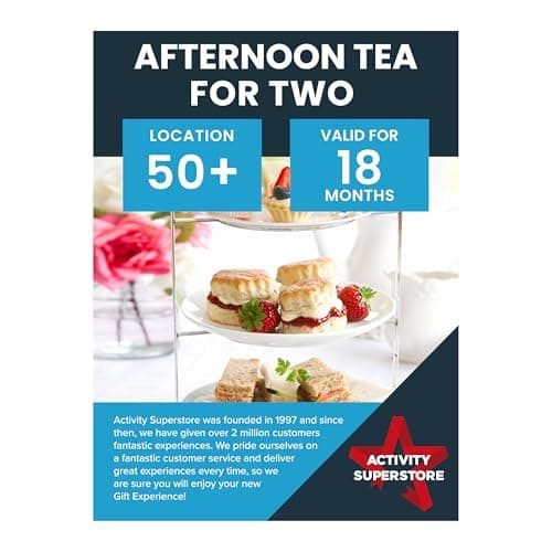 Image of Activity Superstore Afternoon Tea Gift Experience Voucher For Two, Available at 50+ UK Locations, Experience Days, Food & Drink Gifts, Couples Gifts, Retirement Gifts