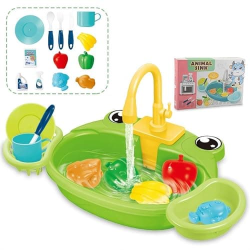 Image of Color Changing Kitchen Sink Toys, Toddler Sink Toys with Running Water, Pretend Play Toys with Upgraded Faucet, Automatic Water Cycle System