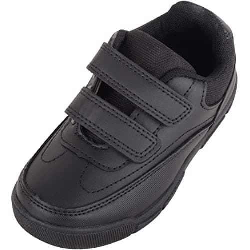Image of ABSOLUTE FOOTWEAR Kids Boy PU Touch and Close Fastening Formal School Shoes, Black, UK Child 1 / EU 33-34