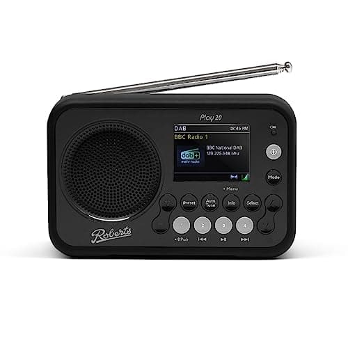Image of Roberts PLAY20 FM/DAB/DAB+ Digital Portable Radio, Rubber-Protected, Full Colour Screen, Black