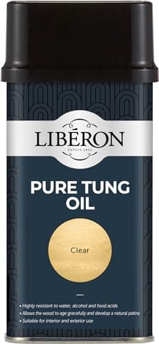 Image of Libéron Pure Tung Oil - Premium Natural Waterproof Protection for Wood - Durable, Clear Finish - Ideal for Furniture, Worktops & Outdoor Wood - Clear - 250ml
