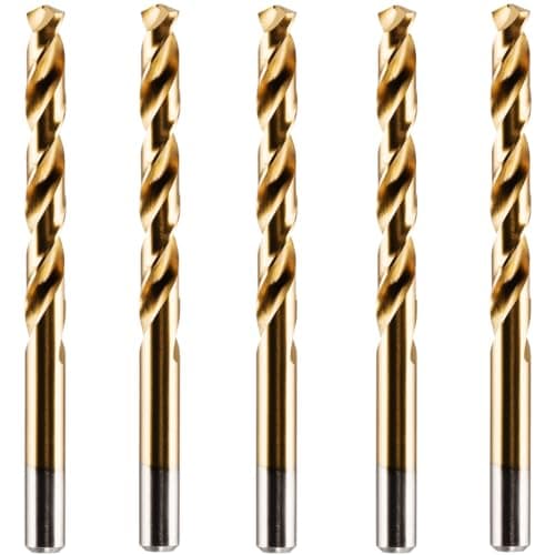 Image of Box Of 5 x 10mm HSS M2 Fully Ground Jobber Drill Bit Tin Titanium Nitride Coated DIN338 Standard (10mm x 133mm)