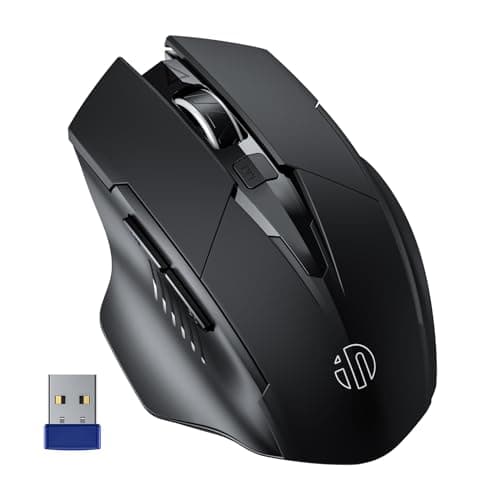 Image of INPHIC Wireless Mouse Rechargeable, 2.4G Cordless Mouse with USB Nano Receiver for Laptop PC Computer Tablets, 6 Buttons, 800-1600DPI, Silent Click, Improved 700mAh Battery, Black