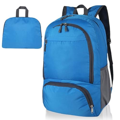 Image of FENGZIZH Foldable Lightweight Travel Backpack, 30L Waterproof Rucksack for Men and Women, Durable Daypack for Hiking, Camping and Outdoor Adventures (Blue)