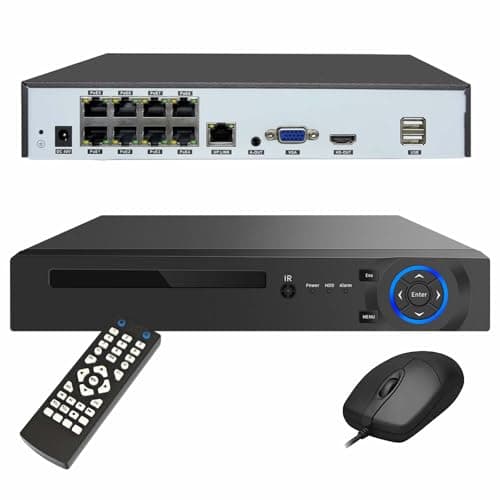 Image of JUSTOP 4K 8 Channel PoE NVR, 8ch H.265 Network Video Recorder, P2P Cloud Access, 2MP/5MP/8MP/12MP, VGA/HDMI Output, Motion Alert, 24/7 Surveillance Recording (No HDD)