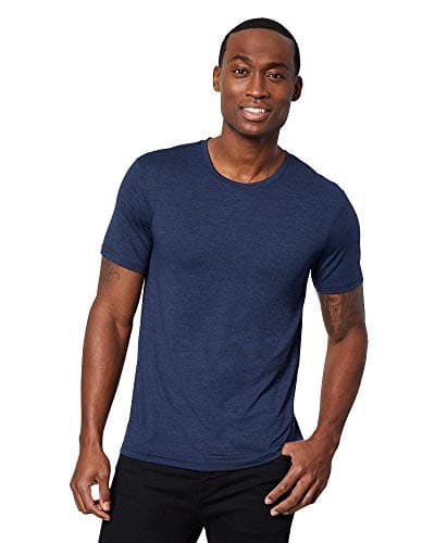 Image of 32 DEGREEES Men's Cool Classic Crew T-Shirt | Anti-Odor | 4-Way Stretch | Moisture Wicking, Navy Space Dye, S