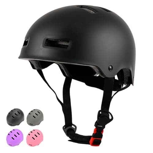 Image of LOKJIJI Adjustable Kids Bike Helmet for Boys Girls Youth Adult, Kids Protective Helmets for Multi-Sports Skateboard Scooter Bicycle Cycling Skating (Black, Medium)