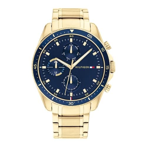Image of Tommy Hilfiger Analogue Multifunction Quartz Watch for Men with Gold Colored Stainless Steel Bracelet - 1791834