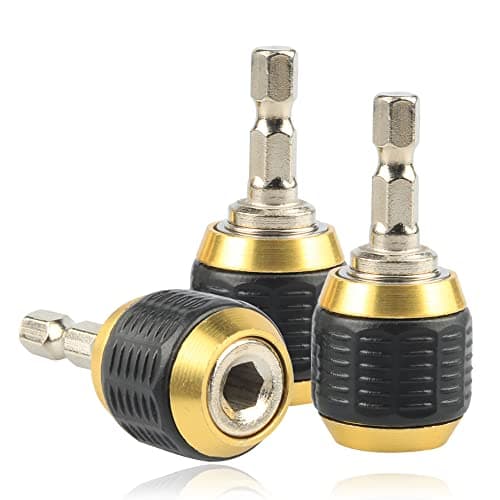 Image of Mesee 3 Pieces 50mm Drill Bit Extension Rod Screwdriver Bit Holder Set, 1/4 Inch Hex Shank Quick Change Chuck Adapter Connector Self-Locking Bar Socket Connecting Rod Hexagonal Shank Quick Coupling